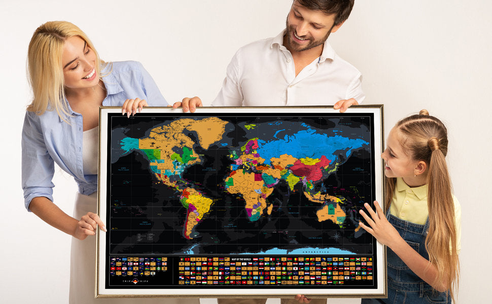Scratch Map Wooden frame