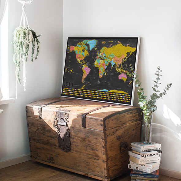 Scratch Map Wooden frame