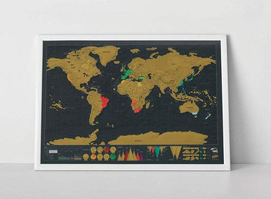 Scratch Map Wooden frame
