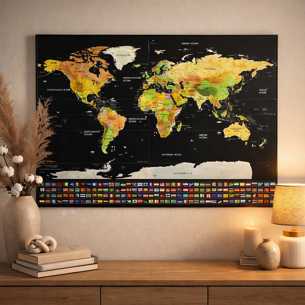 Wooden frame For Scratch Map