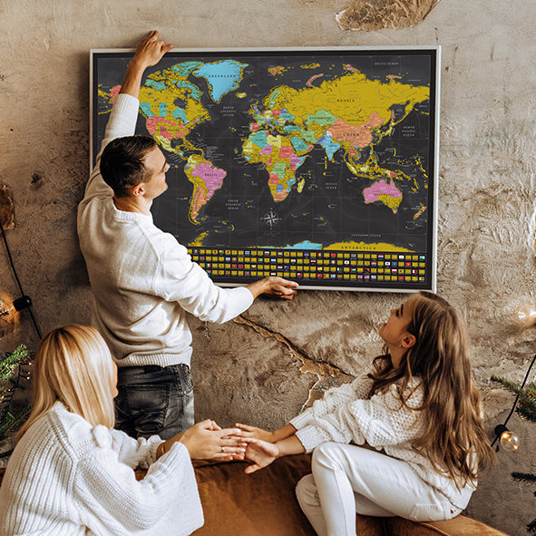 Scratch Map Wooden frame