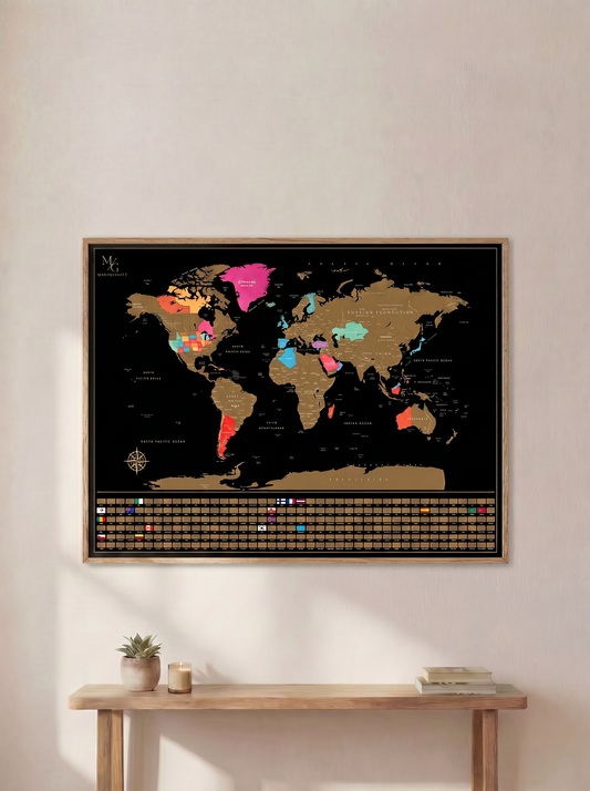 Wooden frame For Scratch Map
